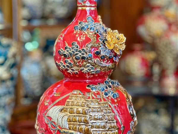 Hồ lô phong thuỷ sứ Bát tràng Thuận buồm xuôi gió cao 45 cm