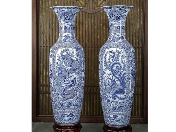 Đôi lọc lục bình cao cấp Bát Tràng vẽ kỹ Tứ Linh cao 1.55 m