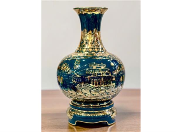 Bình phú quý sứ Bát Tràng xanh ngọc cao 52 cm
