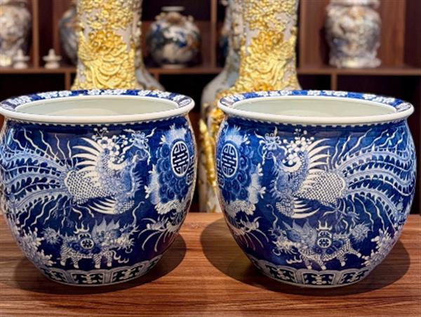 Thống sứ vẽ Phượng kỹ đường kính 40 cm