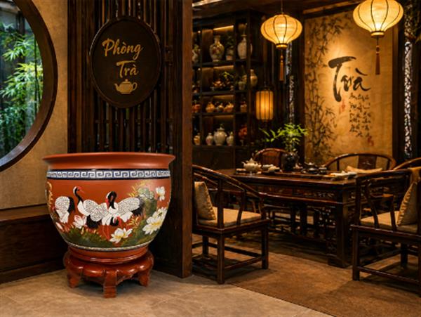 Thống sứ Bách Hạc bằng gốm Bát Tràng vẽ kỹ 60 cm