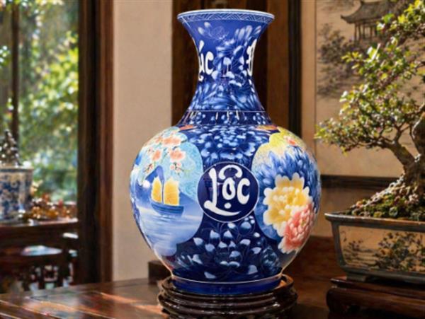 Binh phú quý tài lộc Bát Tràng cao 45 cm