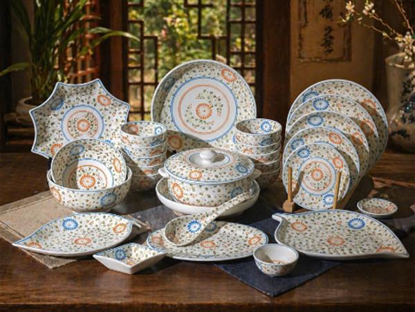 Bộ đồ ăn vẽ hoa băng dây cao cấp Bát Tràng